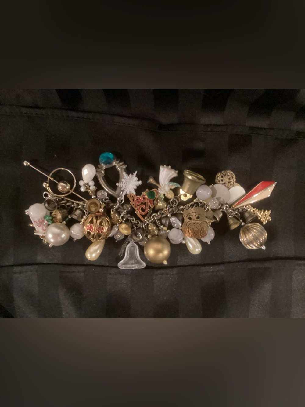 Vintage charm bracelet w/ personalized ornaments and decorative trinkets